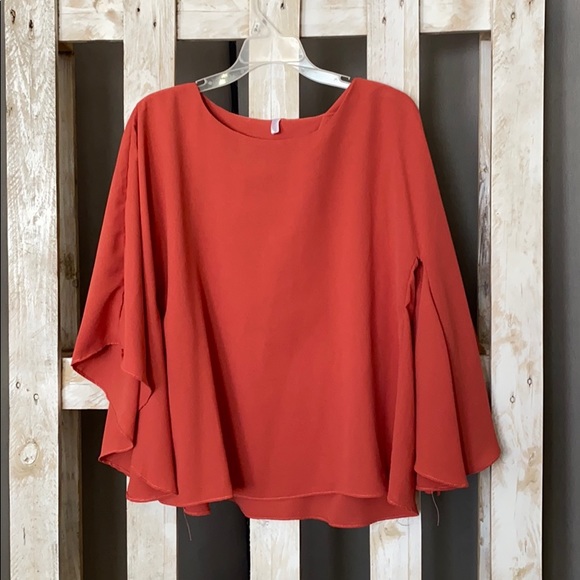 Unbranded Tops - Amber Orange Butterfly Sleeves Top